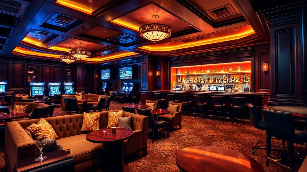 Online casino overview — roulette table with chips and cards in a modern setting